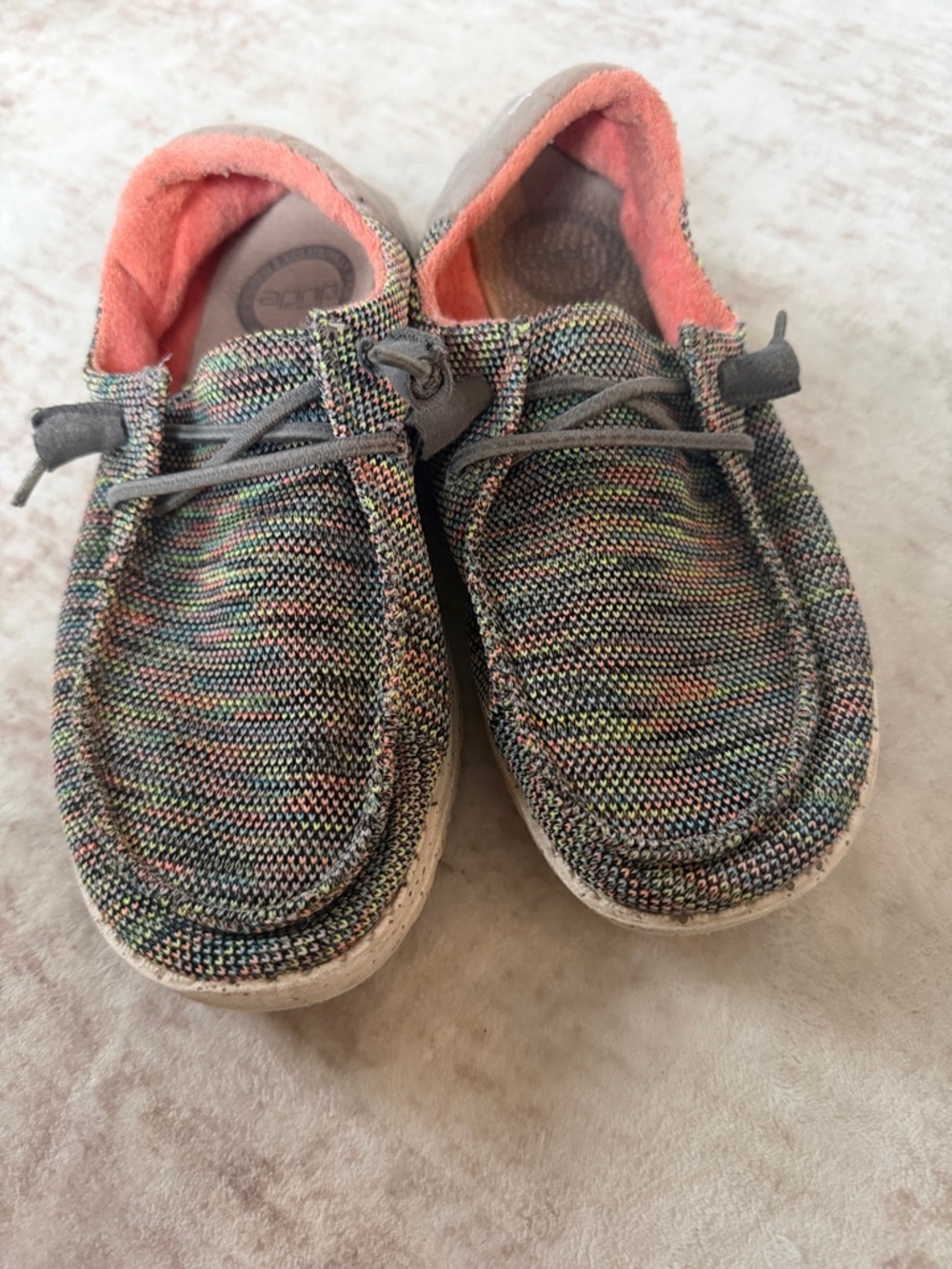 Hey Dude Kids Multicolor Knit Slip-On Sneakers with Coral Lining